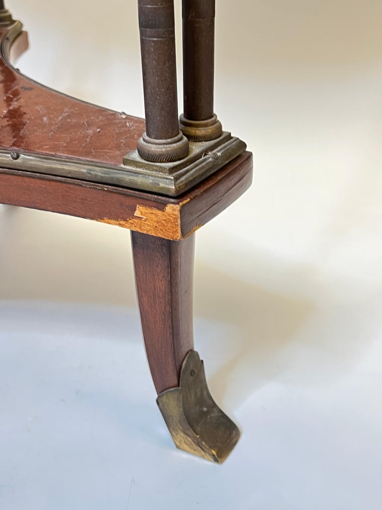 Louis XVI Style Bronze and White Marble Gueridon Table with Bamboo Legs