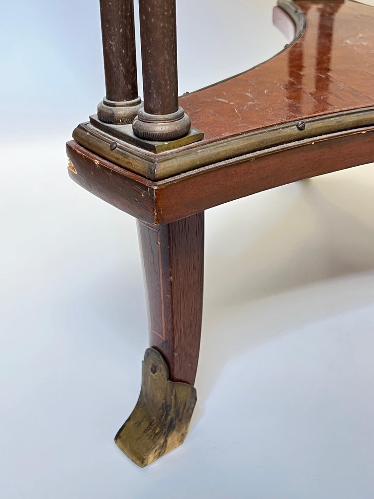 Louis XVI Style Bronze and White Marble Gueridon Table with Bamboo Legs