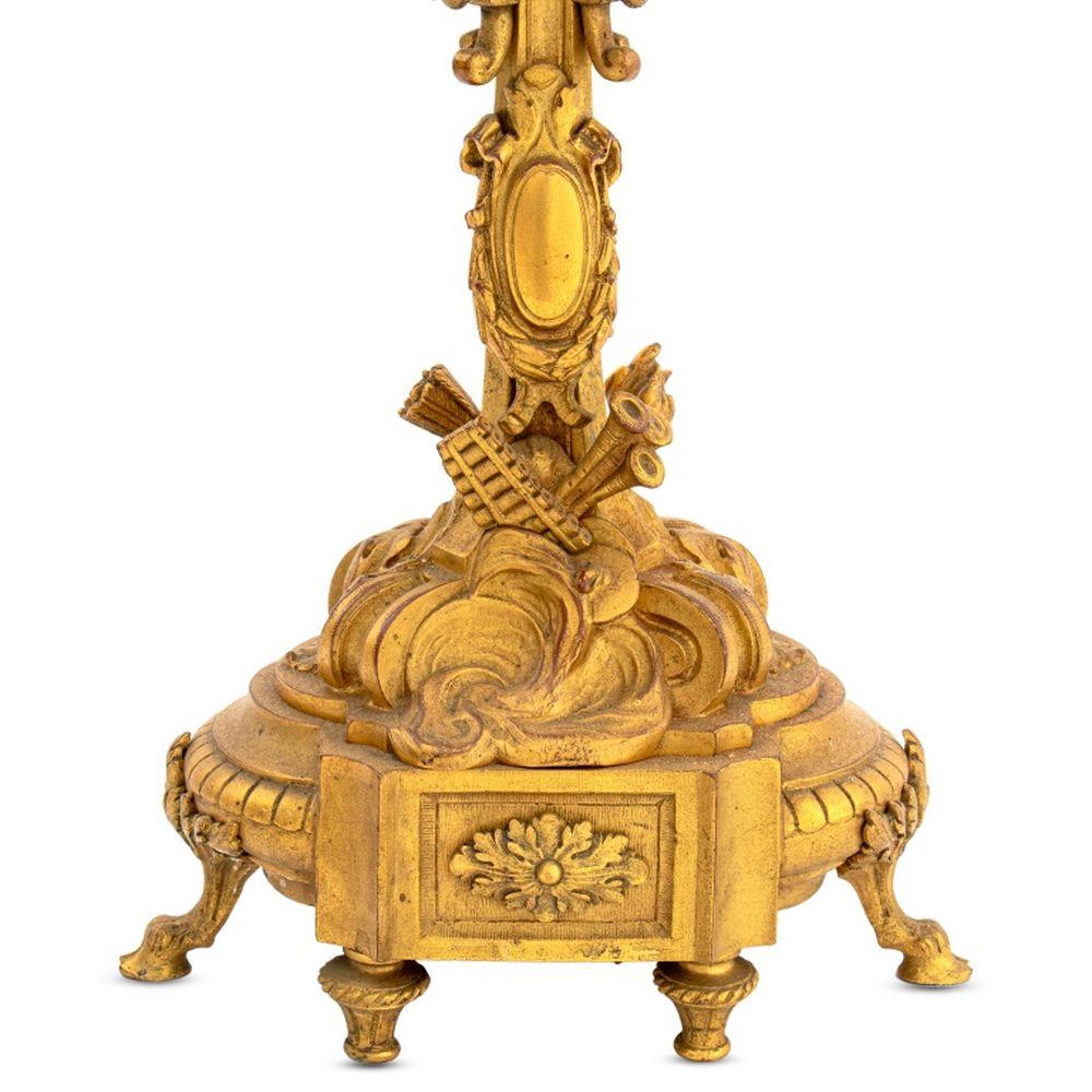 French Louis XVI Style Bronze Candelabra Mounted as Lamp For Sale