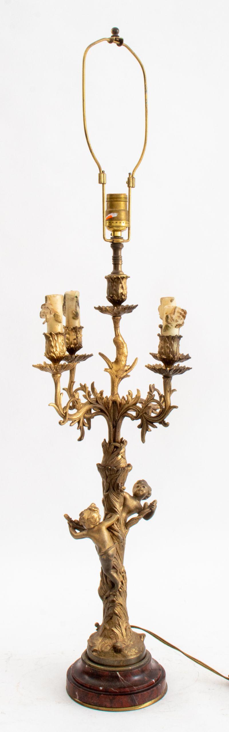 Louis XVI Style Bronze Candelabra Mounted as Lamp In Good Condition For Sale In Astoria, NY