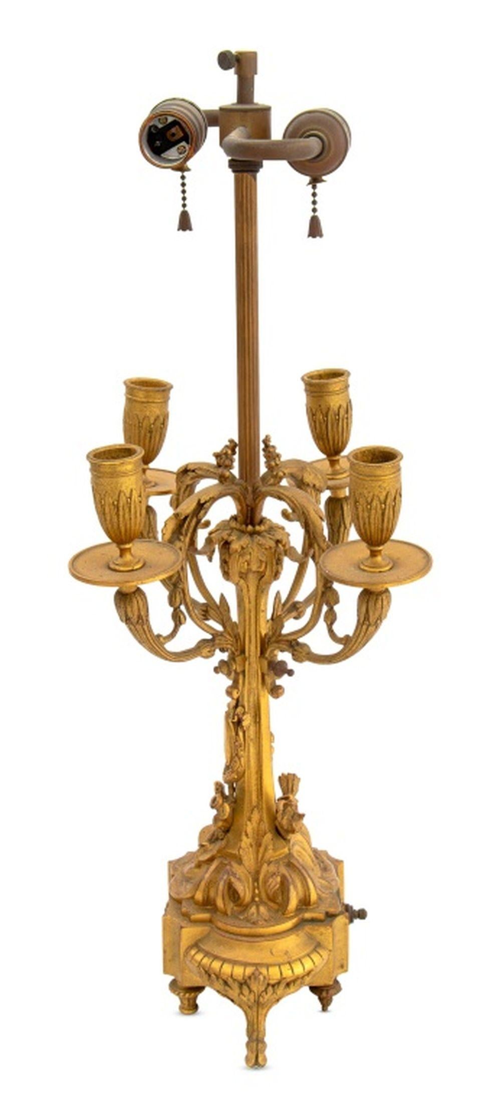 Louis XVI Style Bronze Candelabra Mounted as Lamp In Good Condition For Sale In Astoria, NY