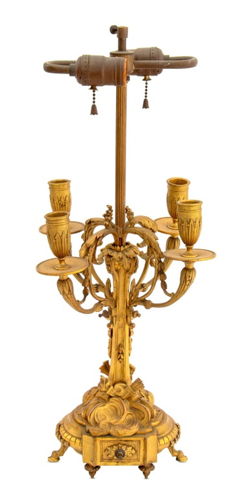 19th Century Louis XVI Style Bronze Candelabra Mounted as Lamp For Sale