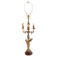Candelabro de Bronce Estilo Luis XVI Montado como Lámpara