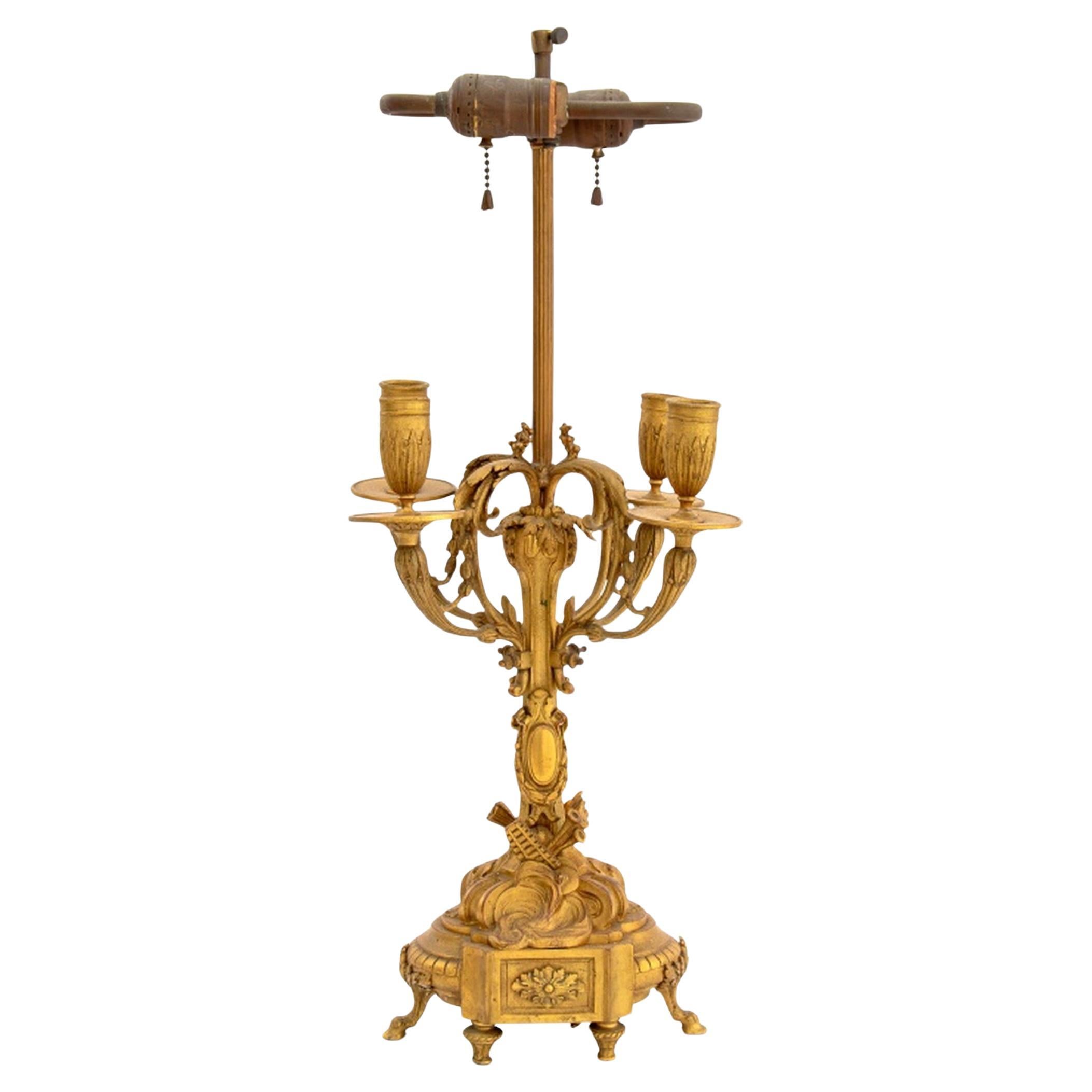 Louis XVI Style Bronze Candelabra Mounted as Lamp