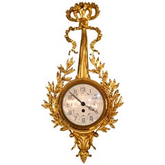Vintage Louis XVI Style Bronze Cartel Wall Clock, Made in France