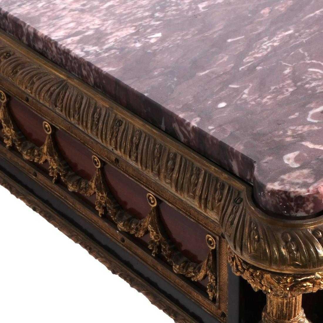 20th Century Louis XVI Style Bronze Center Table Desk in Adam Weisweiler Manner with Marble