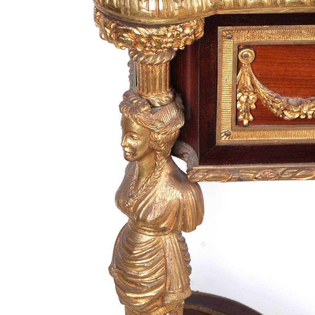 Louis XVI Style Bronze Center Table Desk in Adam Weisweiler Manner with Marble 1