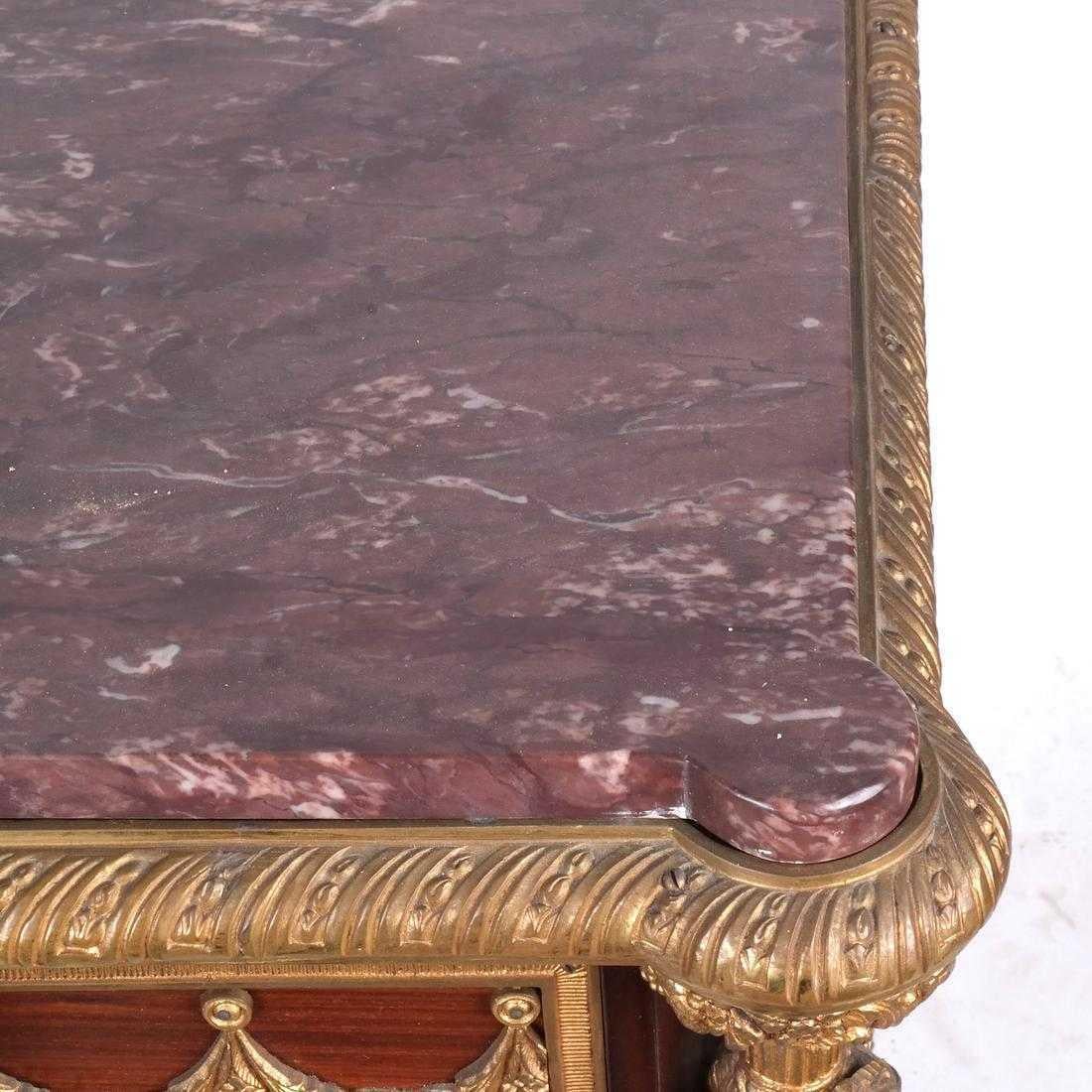 Louis XVI Style Bronze Center Table Desk in Adam Weisweiler Manner with Marble 2