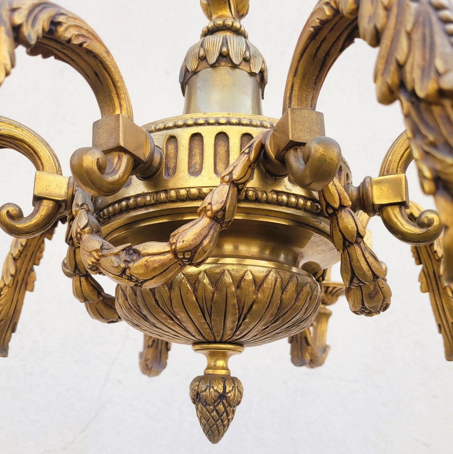 Lampadario in bronzo in stile Luigi XVI, XX secolo in vendita 5
