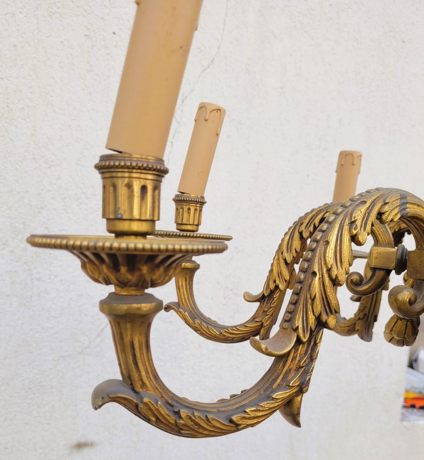 Lampadario in bronzo in stile Luigi XVI, XX secolo in vendita 4