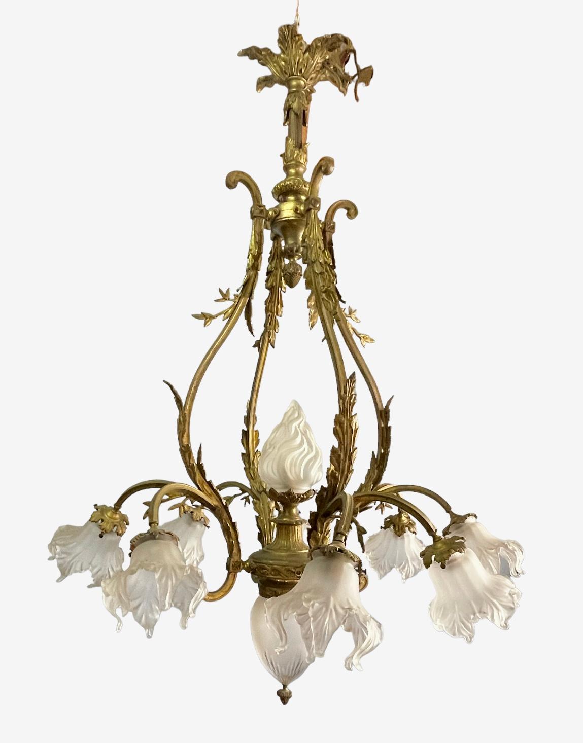 Louis XVI Style Bronze Chandelier For Sale 8