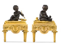 Louis XVI-Style Bronze Chenets
