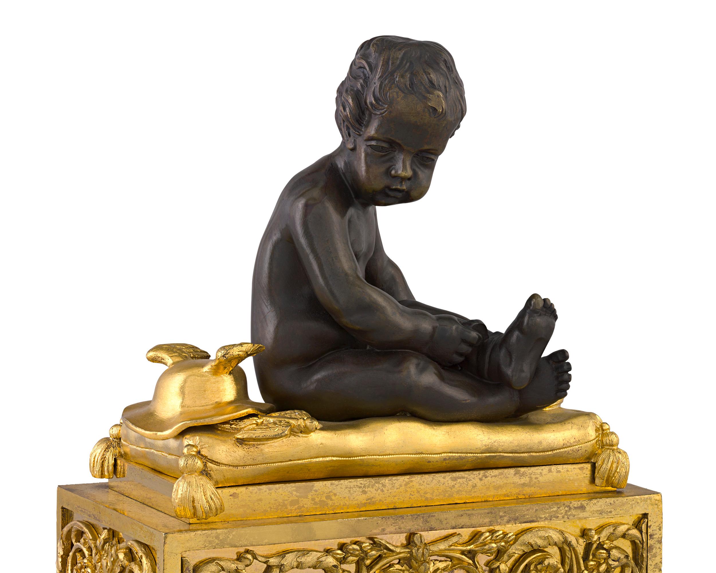 Neoclassical Louis XVI-Style Bronze Chenets For Sale