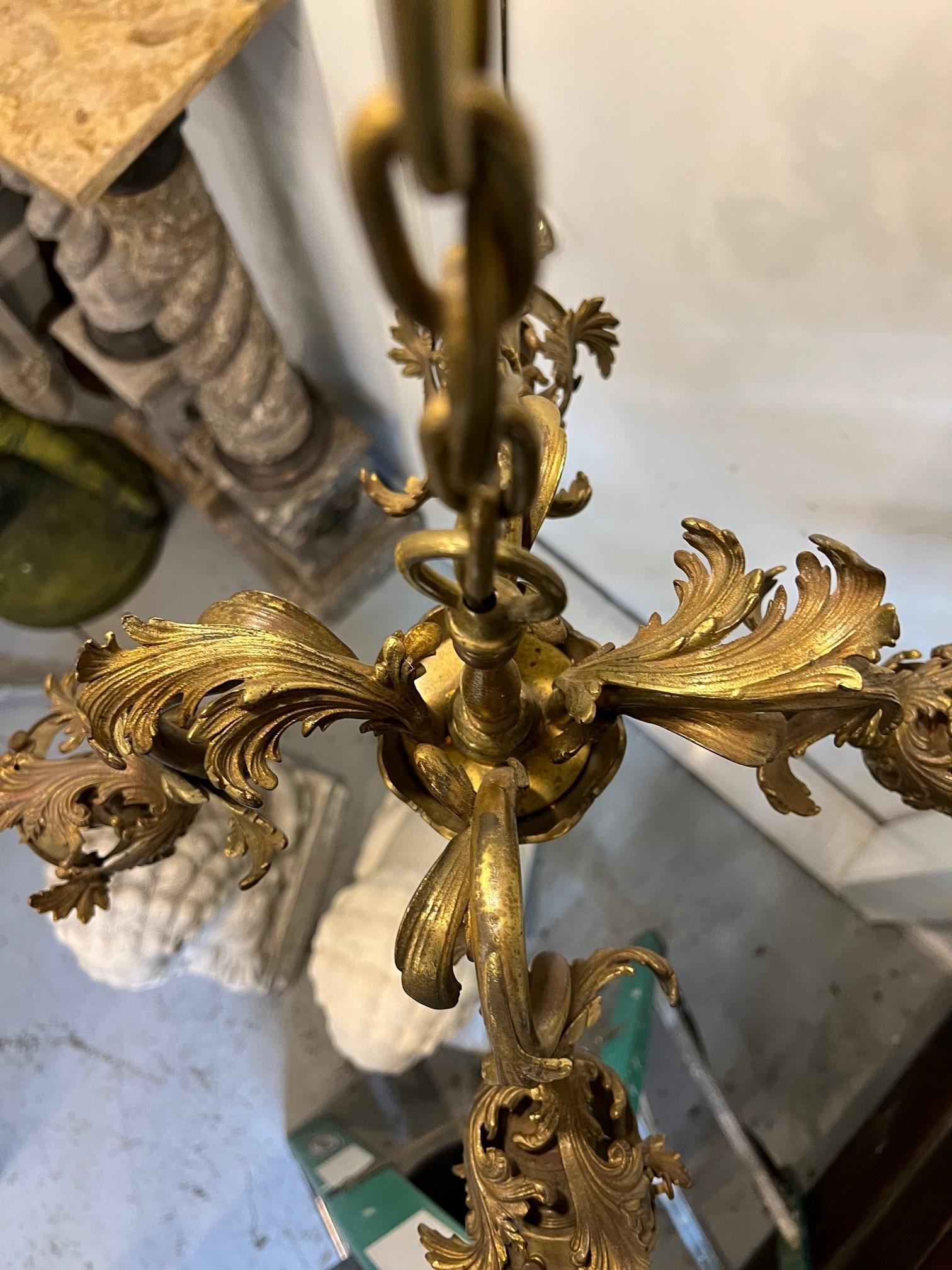 Louis XVI Style Bronze French Chandelier Four Lights    For Sale 7
