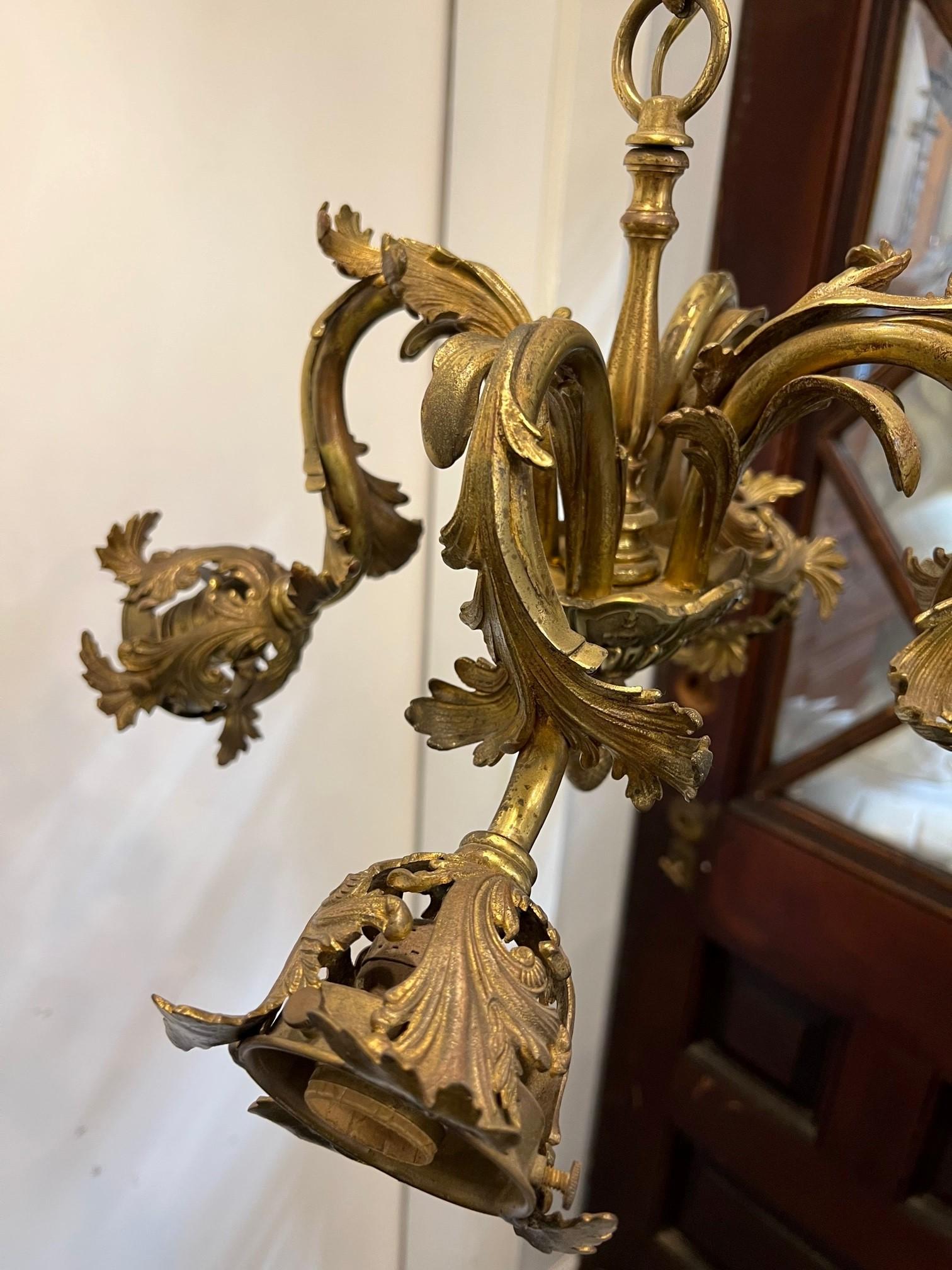 Louis XVI Style Bronze French Chandelier Four Lights    For Sale 9