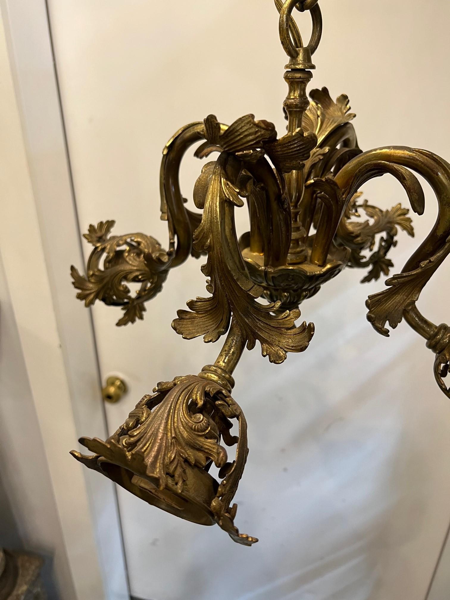 Louis XVI Style Bronze French Chandelier Four Lights    For Sale 2