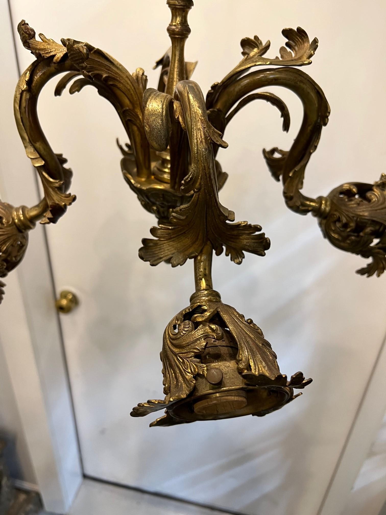 Louis XVI Style Bronze French Chandelier Four Lights    For Sale 3