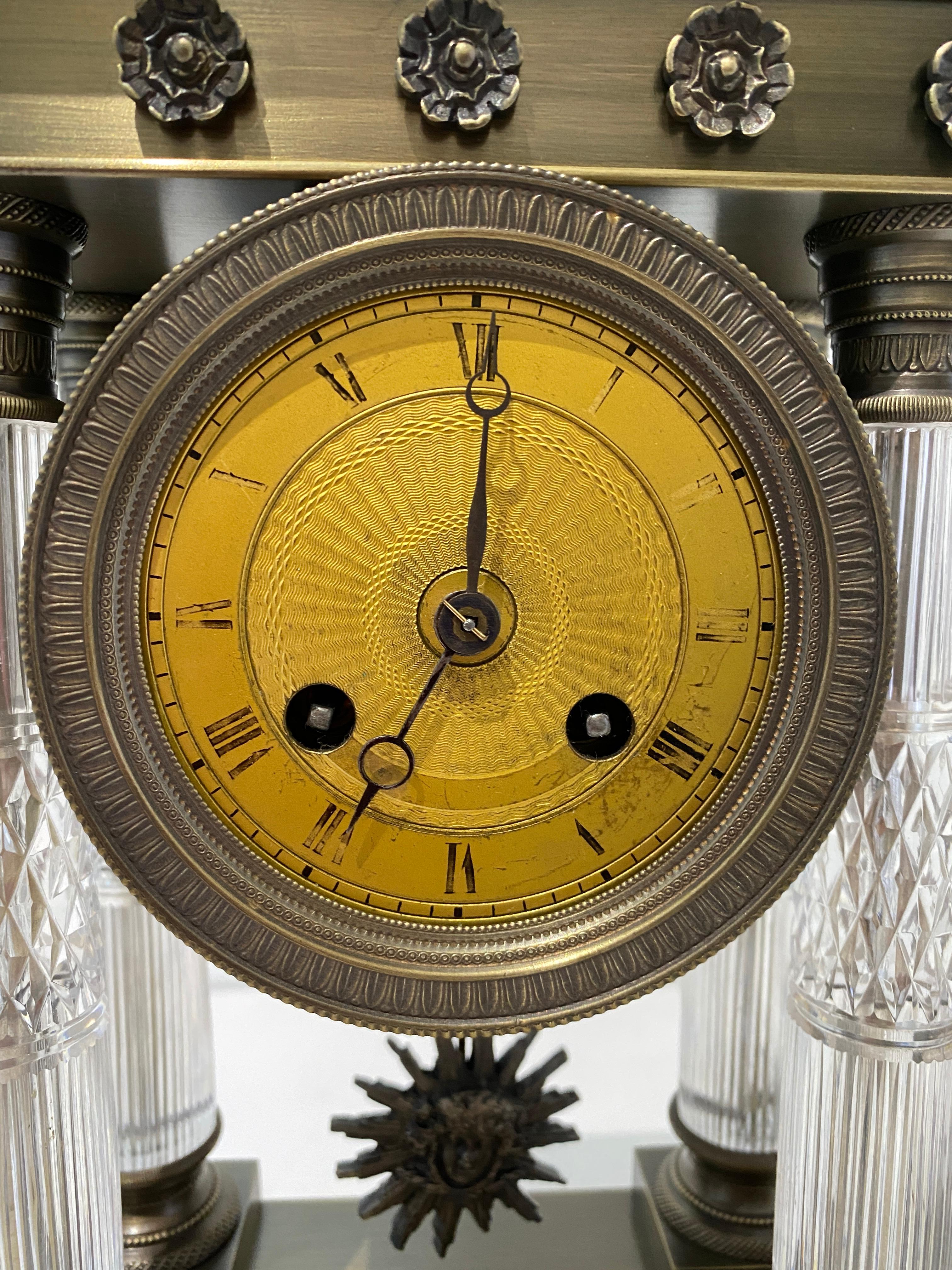 French Louis XVI Style Bronze Mantle Clock For Sale
