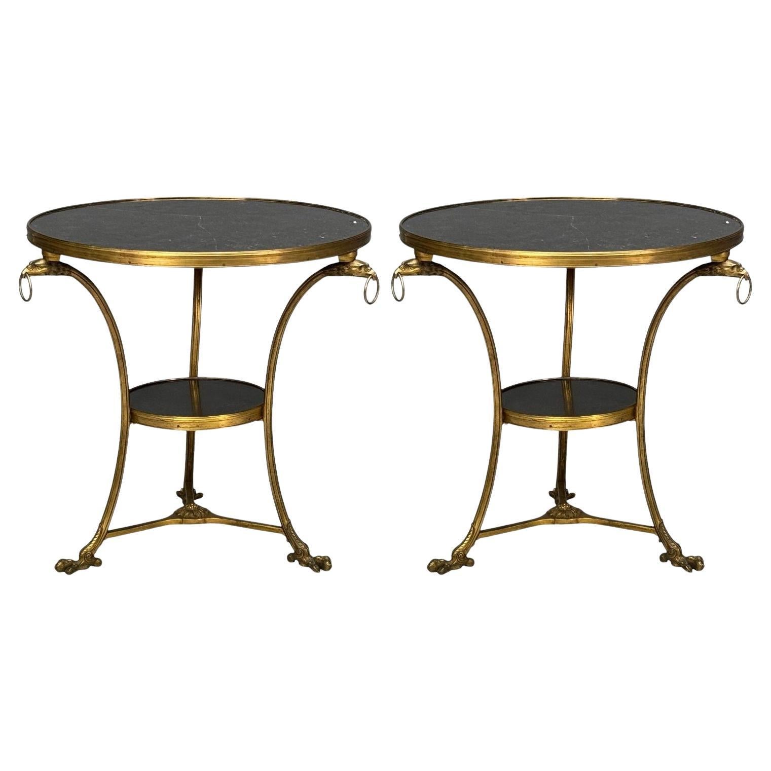 Guéridons de style Louis XVI, en bronze, marbre et bronze doré, France, C.C.