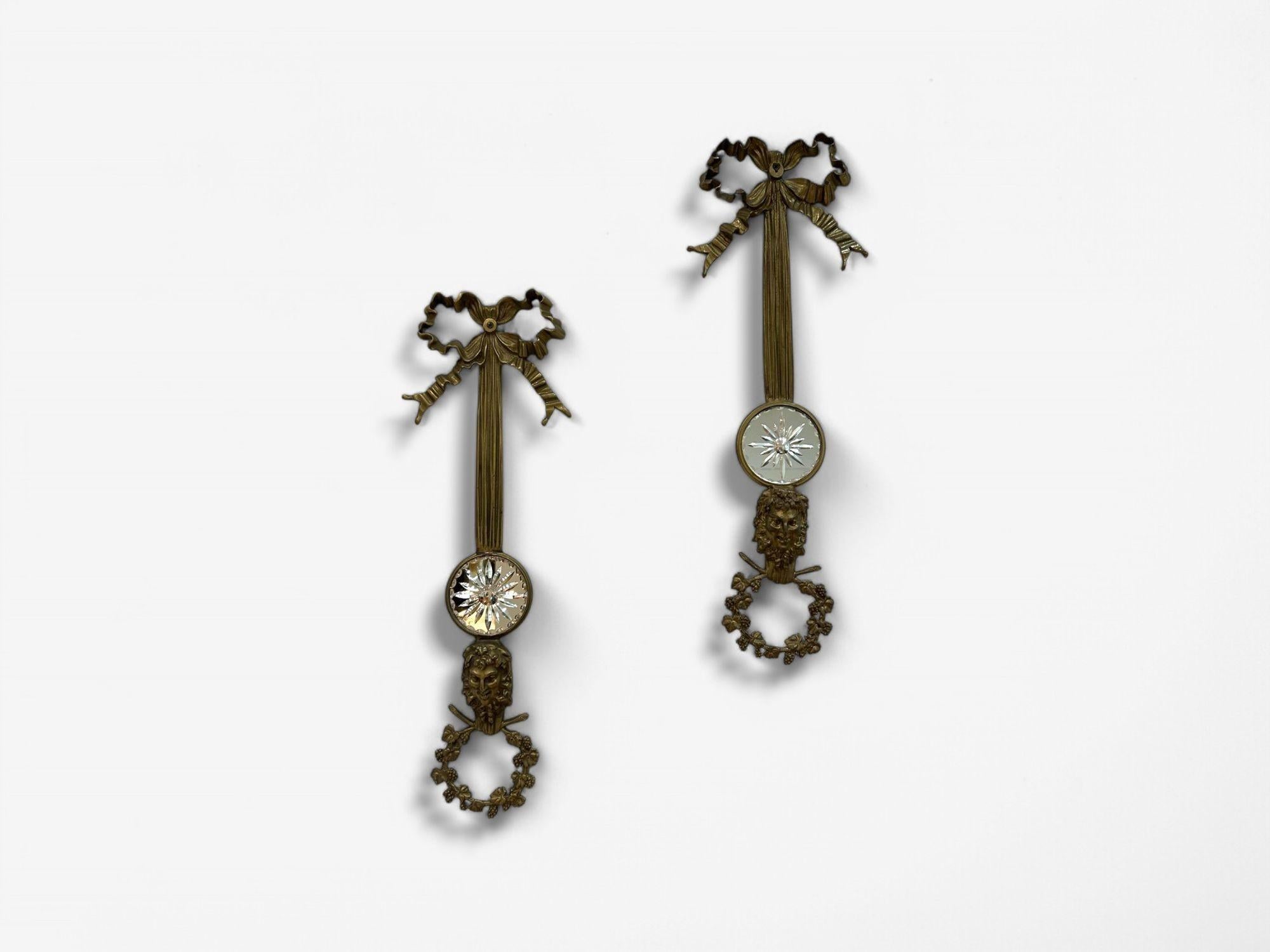 French Louis XVI Style, Bronze, Mirror, Four Wall Appliques, France, 19th C. For Sale