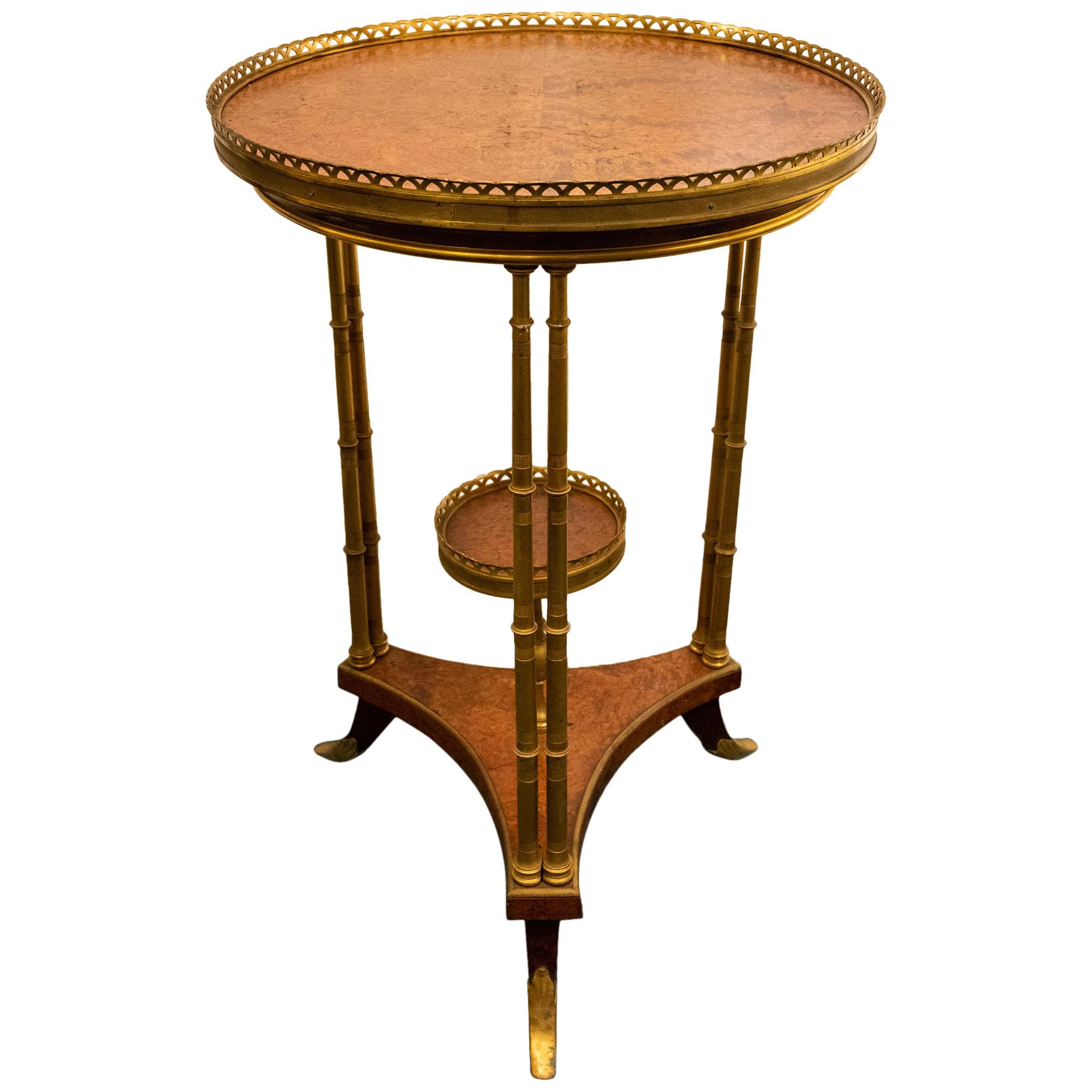 Louis XVI Style Bronze Mounted Burl Wood Side Table
