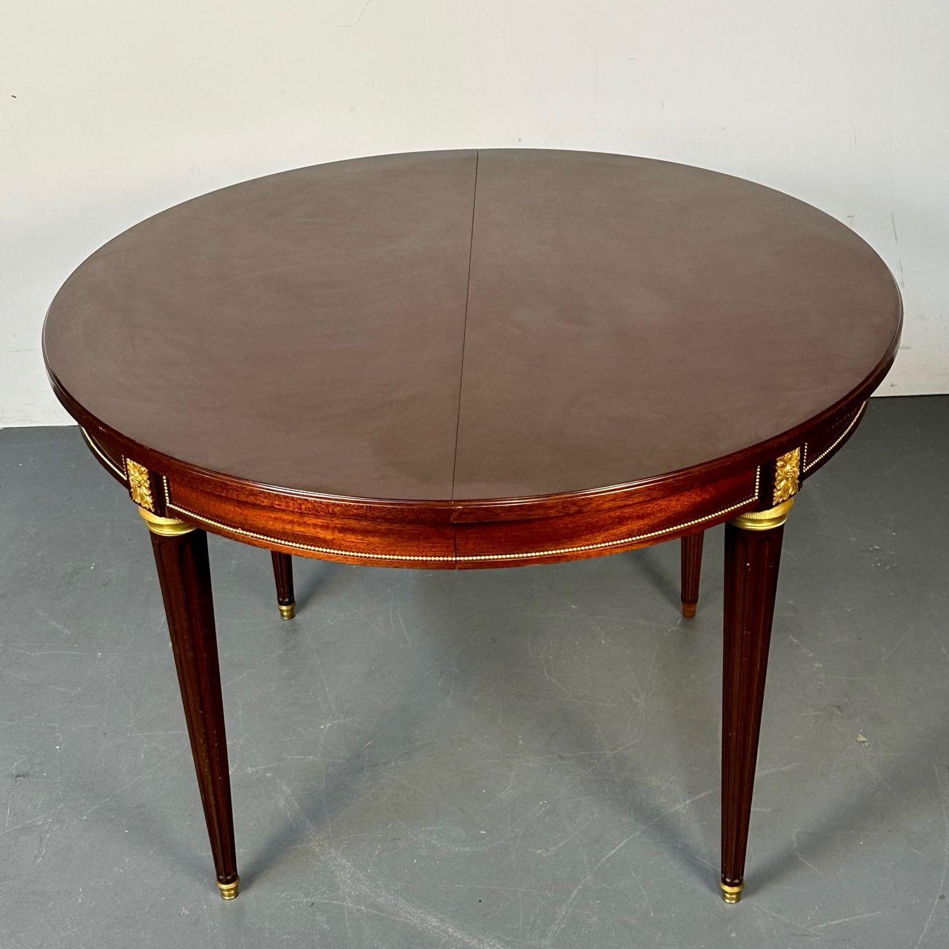 French Louis XVI Style Bronze Mounted Center or Dining Table, Plum Pudding Veneer For Sale