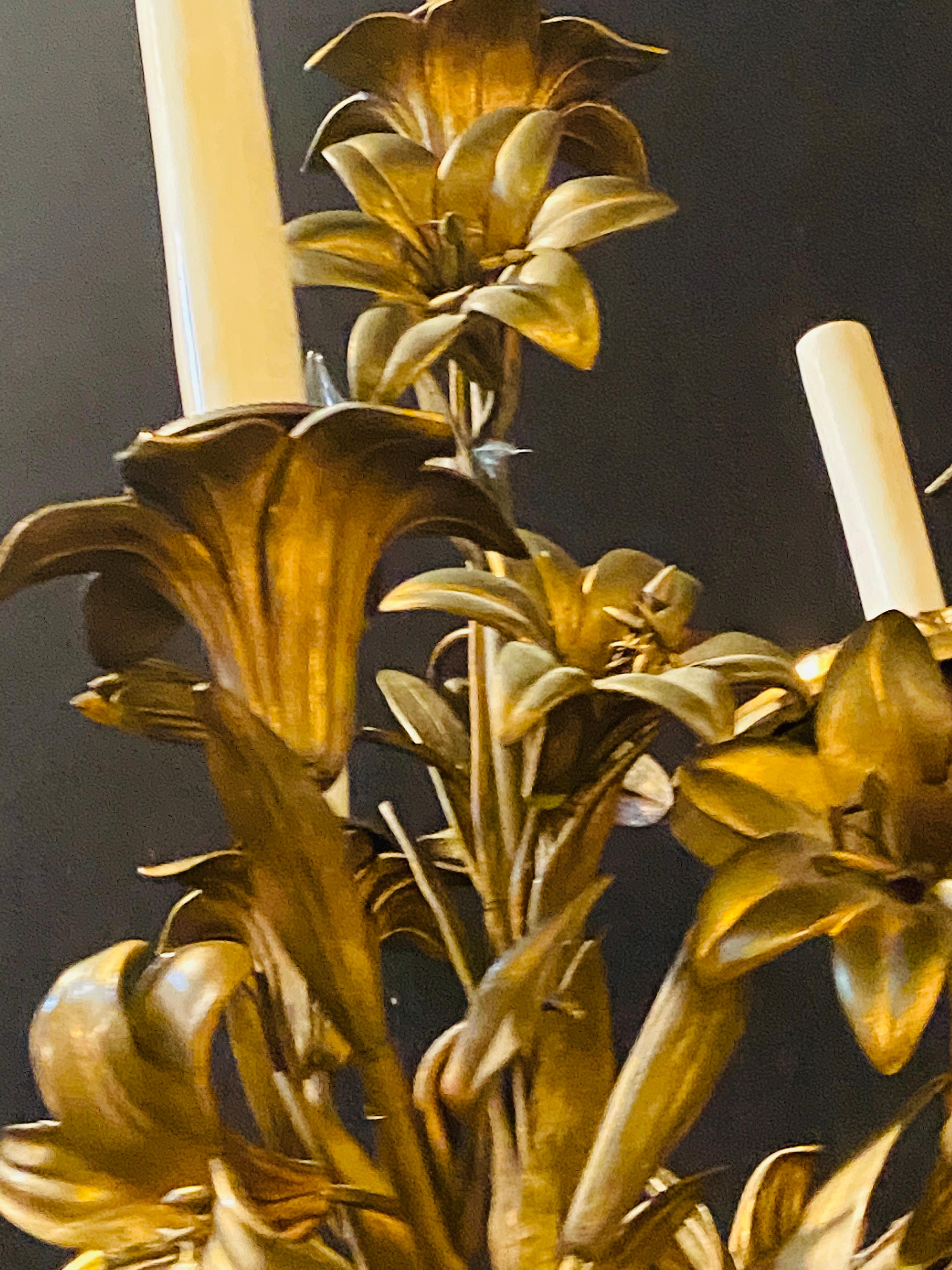 Louis XVI Style Bronze Mounted Five-Light Tulip Design Chandelier Fixture For Sale 8