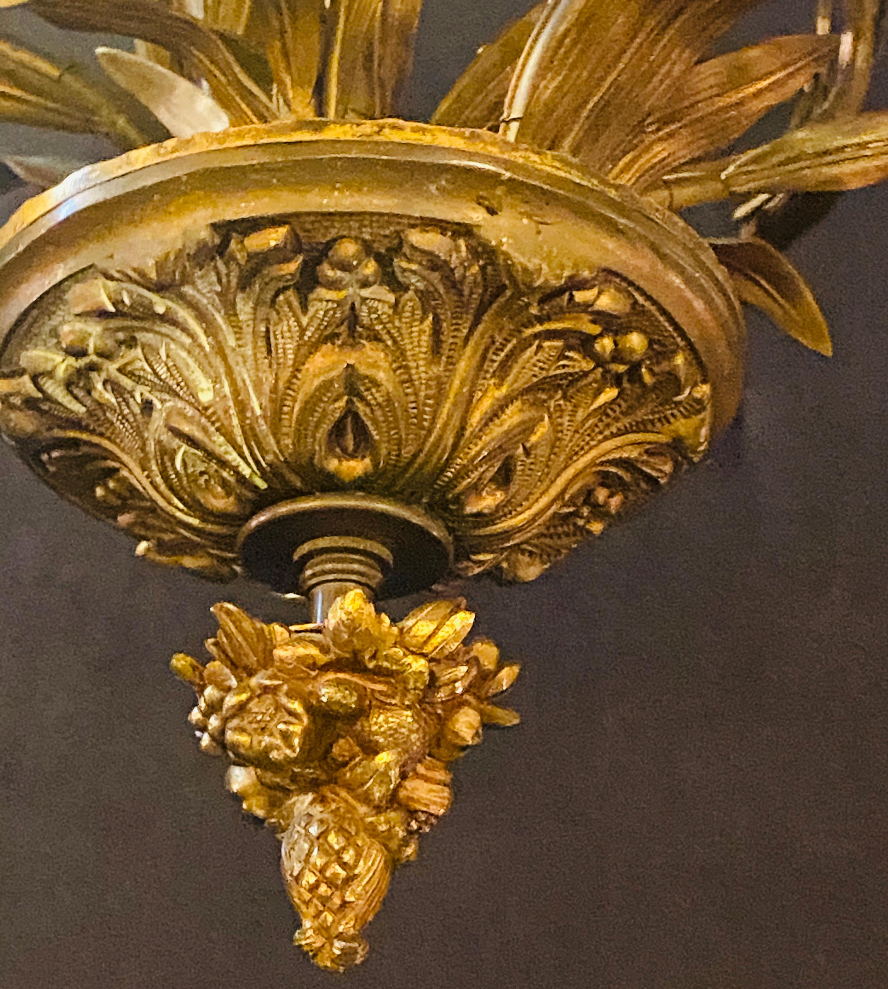 Louis XVI Style Bronze Mounted Five-Light Tulip Design Chandelier Fixture For Sale 10
