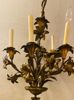 Louis XVI Style Bronze Mounted Five-Light Tulip Design Chandelier Fixture