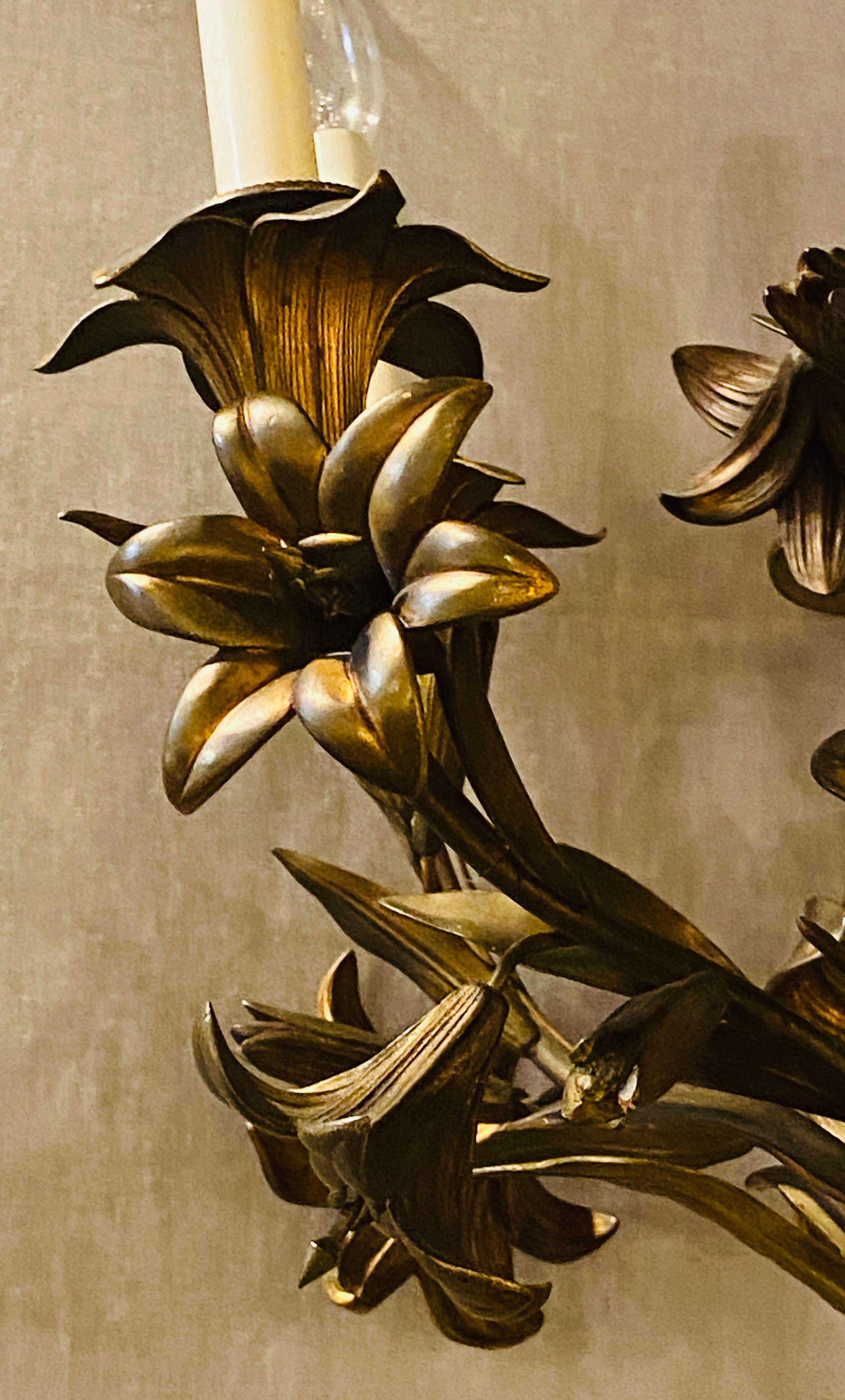 20th Century Louis XVI Style Bronze Mounted Five-Light Tulip Design Chandelier Fixture For Sale