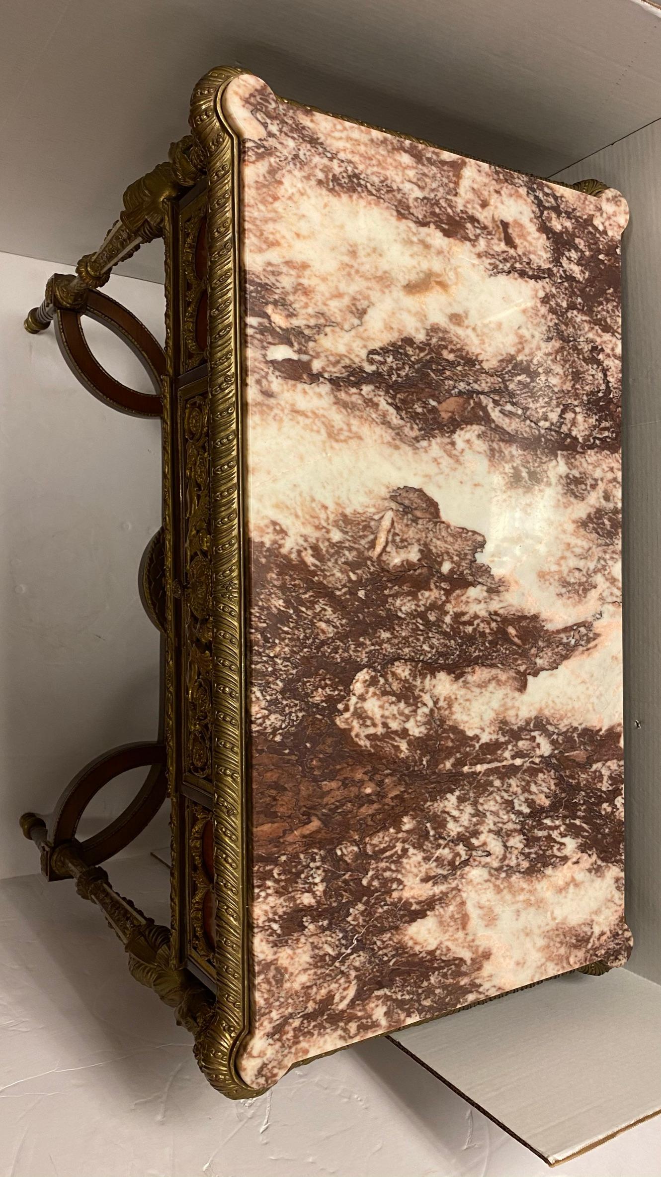 Louis XVI Style Bronze Mounted Marble Top Side Table In Good Condition In New York, NY