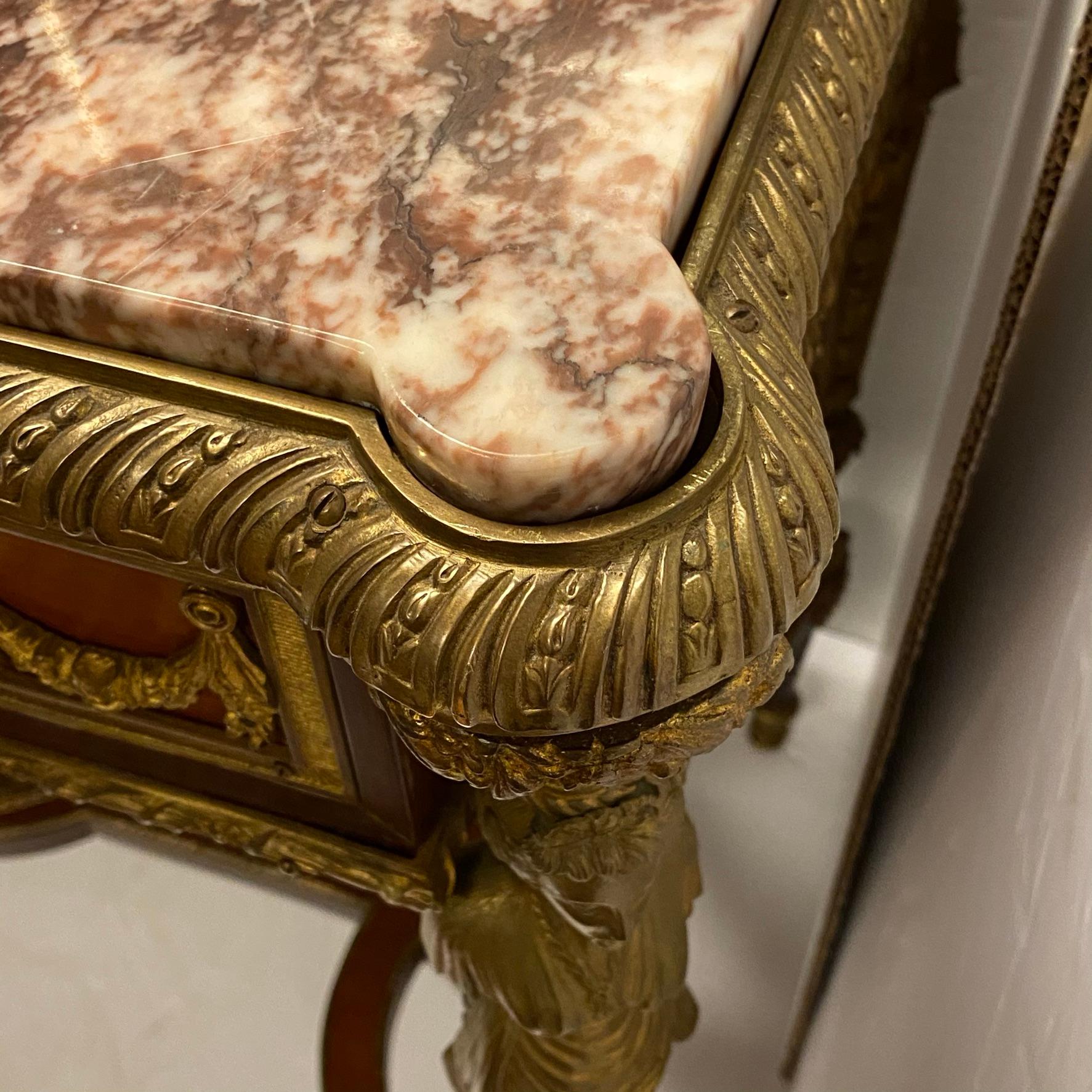 Mid-20th Century Louis XVI Style Bronze Mounted Marble Top Side Table