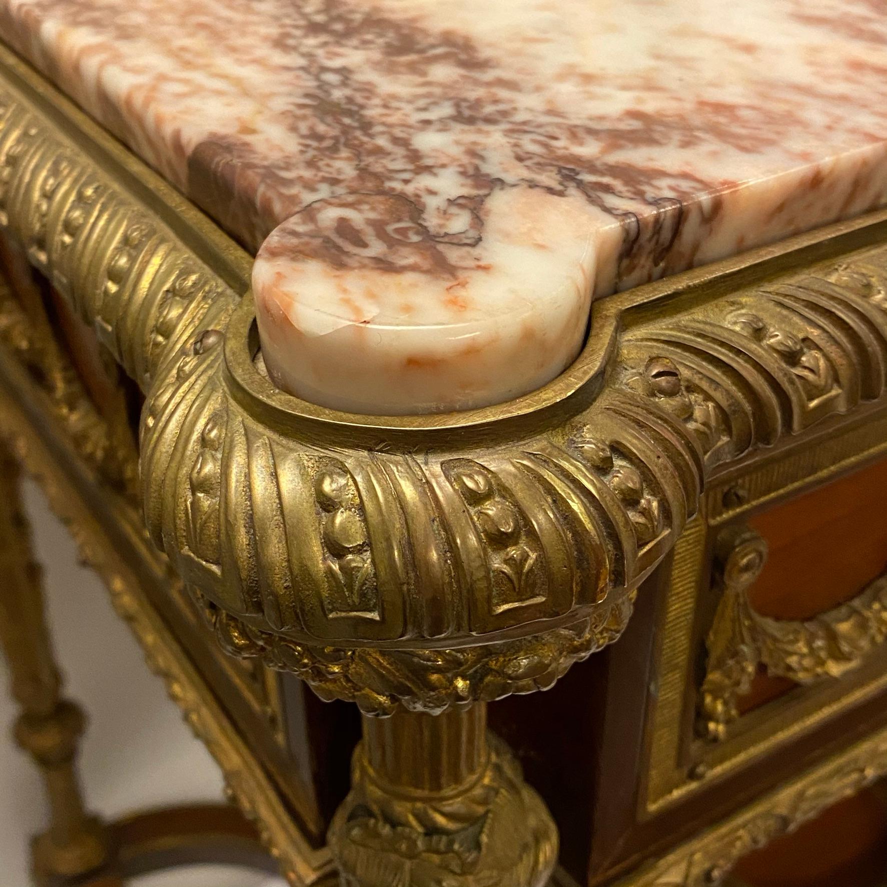 Louis XVI Style Bronze Mounted Marble Top Side Table 1