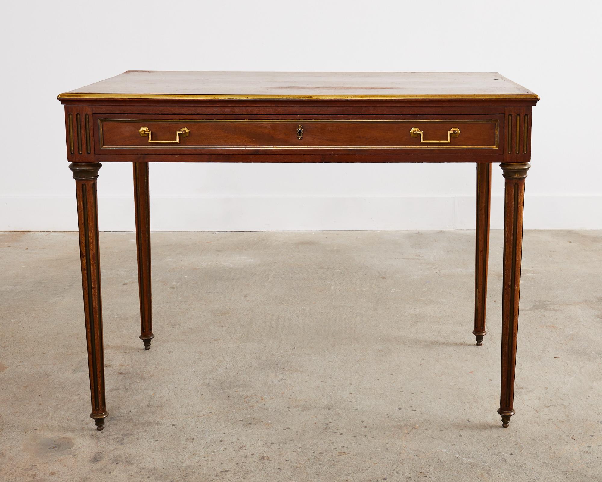Louis XVI Style Bronze Mounted Walnut Writing Table Desk at 1stDibs