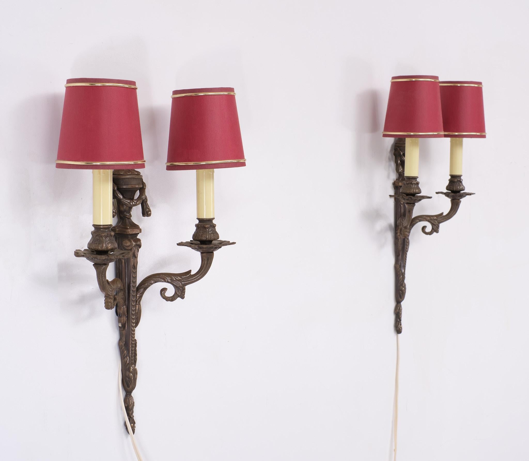 French  Louis XVI Style Bronze Sconces, Set of 2  For Sale