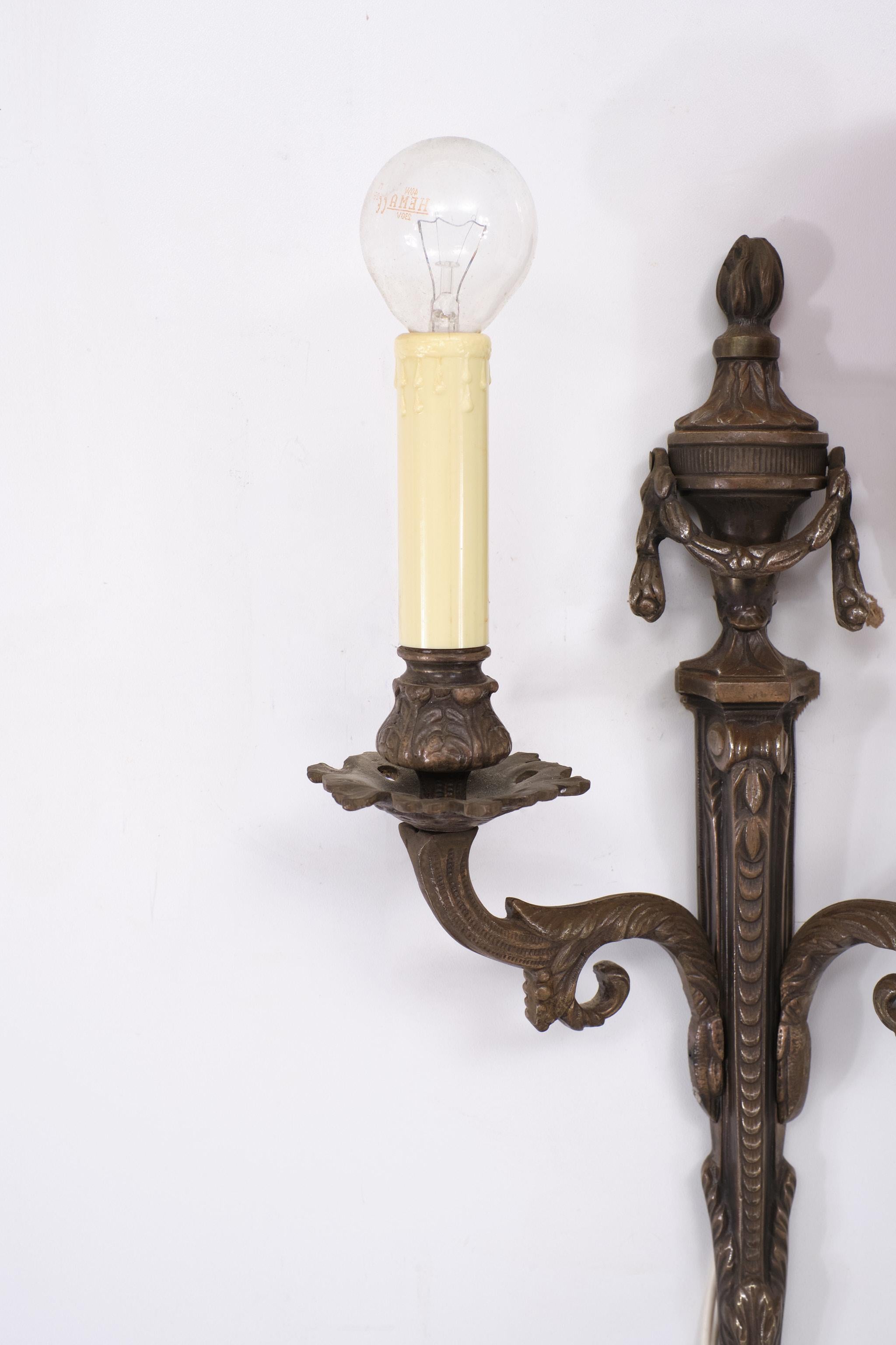 Louis XVI Style Bronze Sconces, Set of 2 For Sale 1