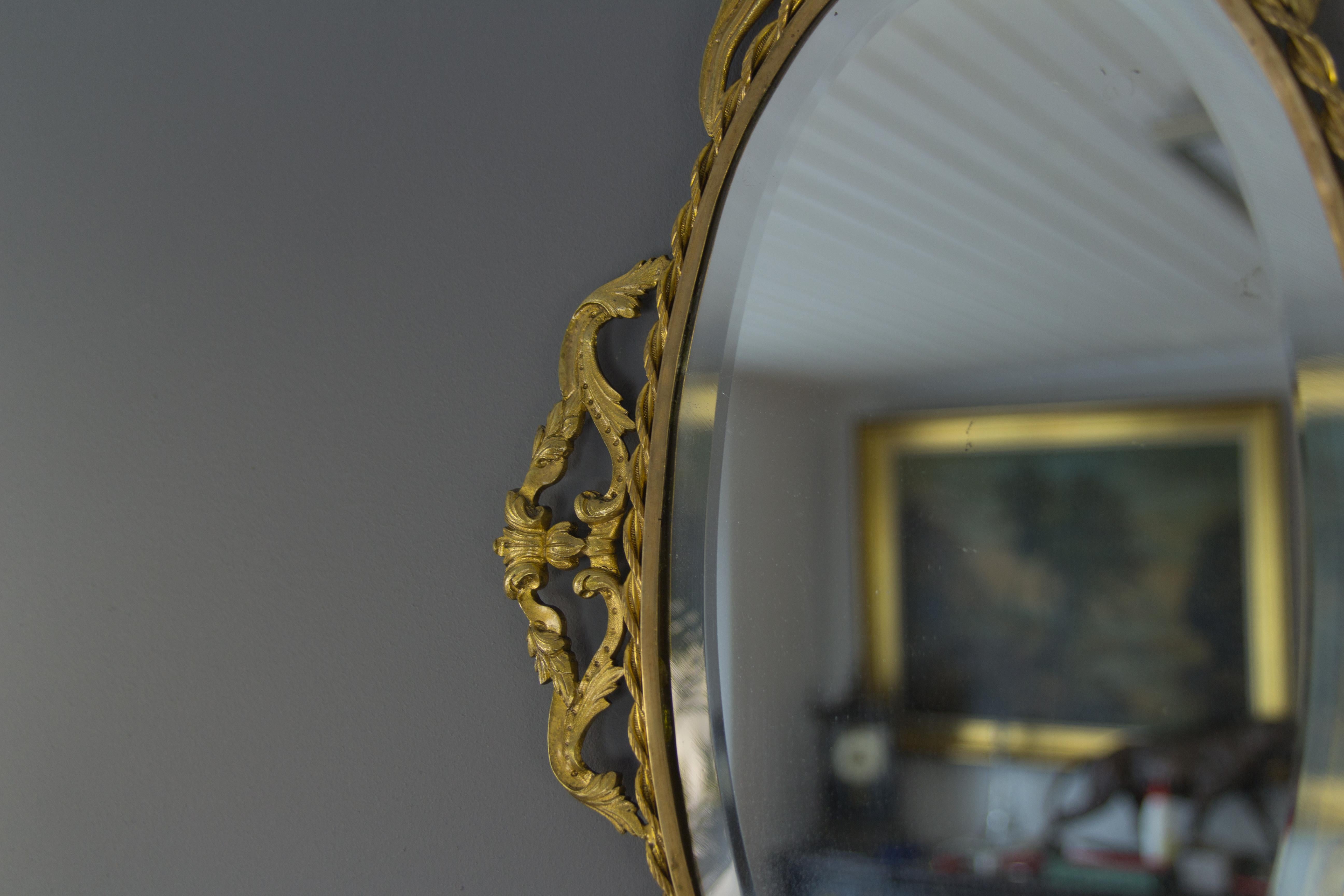 Louis XVI Style Bronze Girandole Wall Mirror with Candle Sconces, ca 1920 For Sale 2