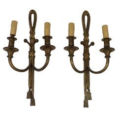 Louis XVI Style Bronze Wall Sconces, French, circa 1940