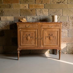 Louis XVI Style Buffet, Carved Walnut with Rouge Marble Top, France, 1950s