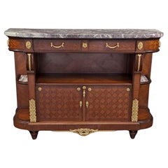 Antique Louis XVI Style Buffet In Marquetry And Gilt Bronze Stamped Vincent Epeaux PARIS