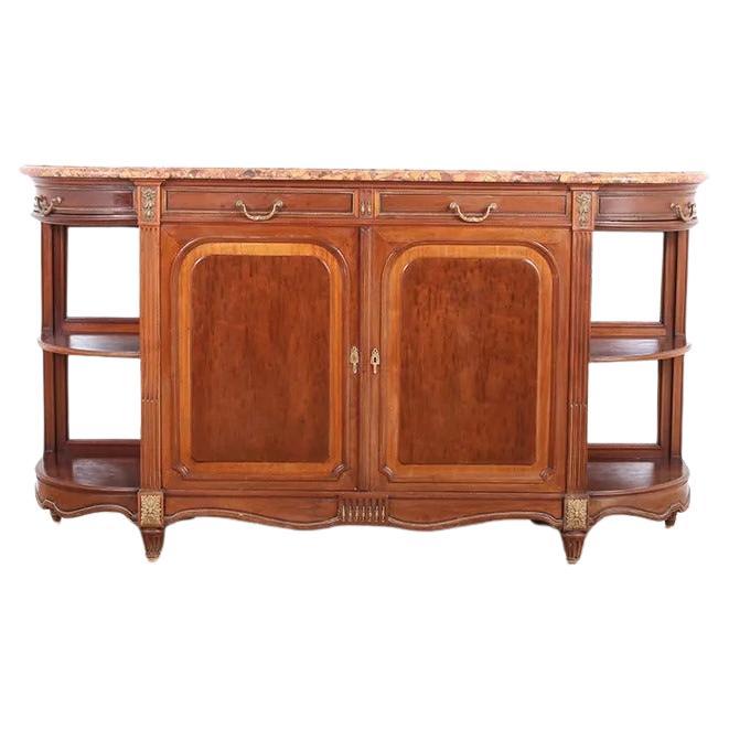 Buffet de style Louis XVI en acajou prune avec plateau en marbre
