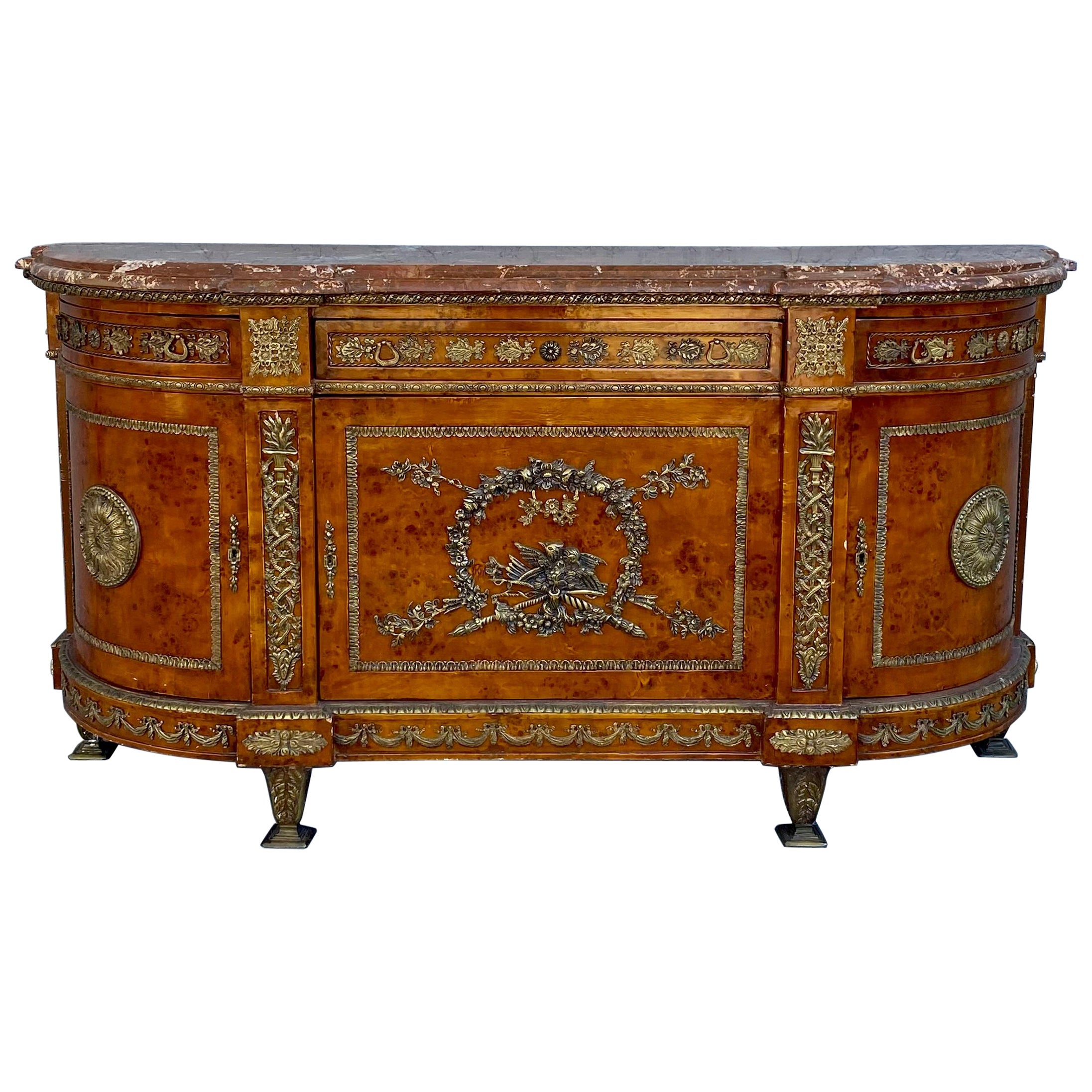 Louis XVI Style Buffet Marble Bronze Ormolu Sideboard