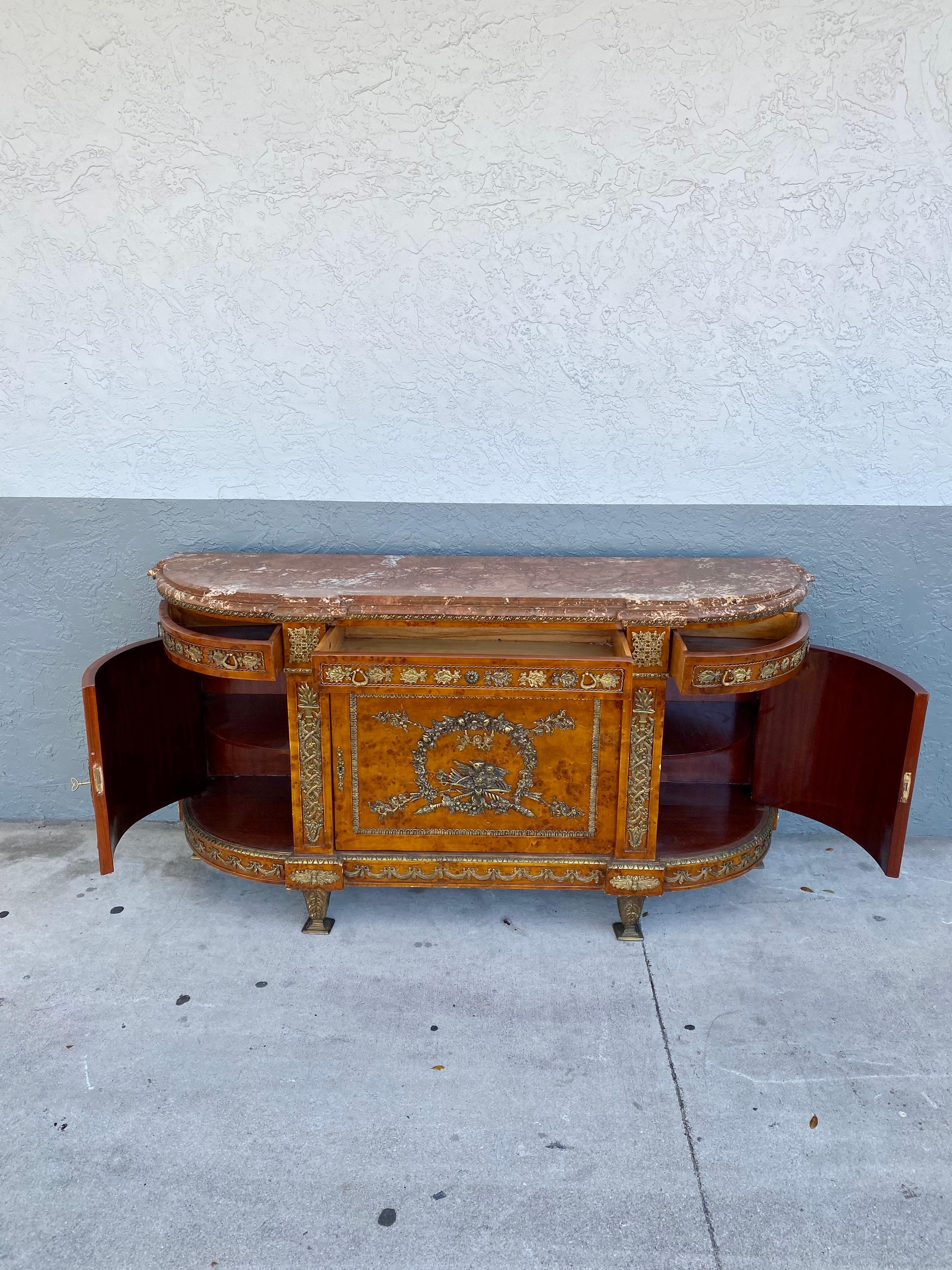 Louis XVI Style Buffet Marble Bronze Ormolu Sideboard For Sale 4