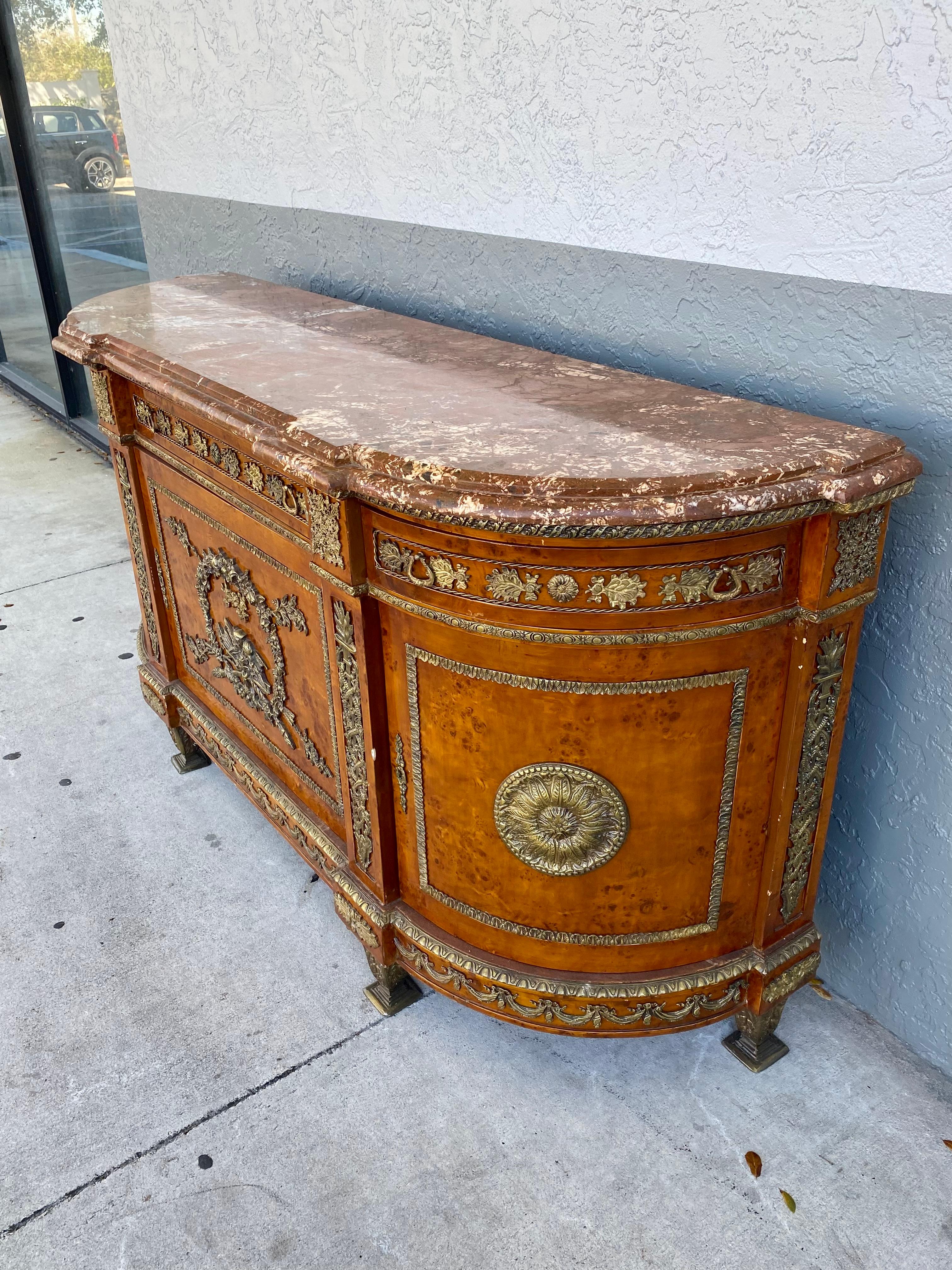 19th Century Louis XVI Style Buffet Marble Bronze Ormolu Sideboard For Sale