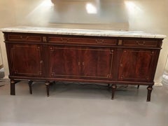 Louis XVI style buffet/sideboard flame mahogany with white marble top