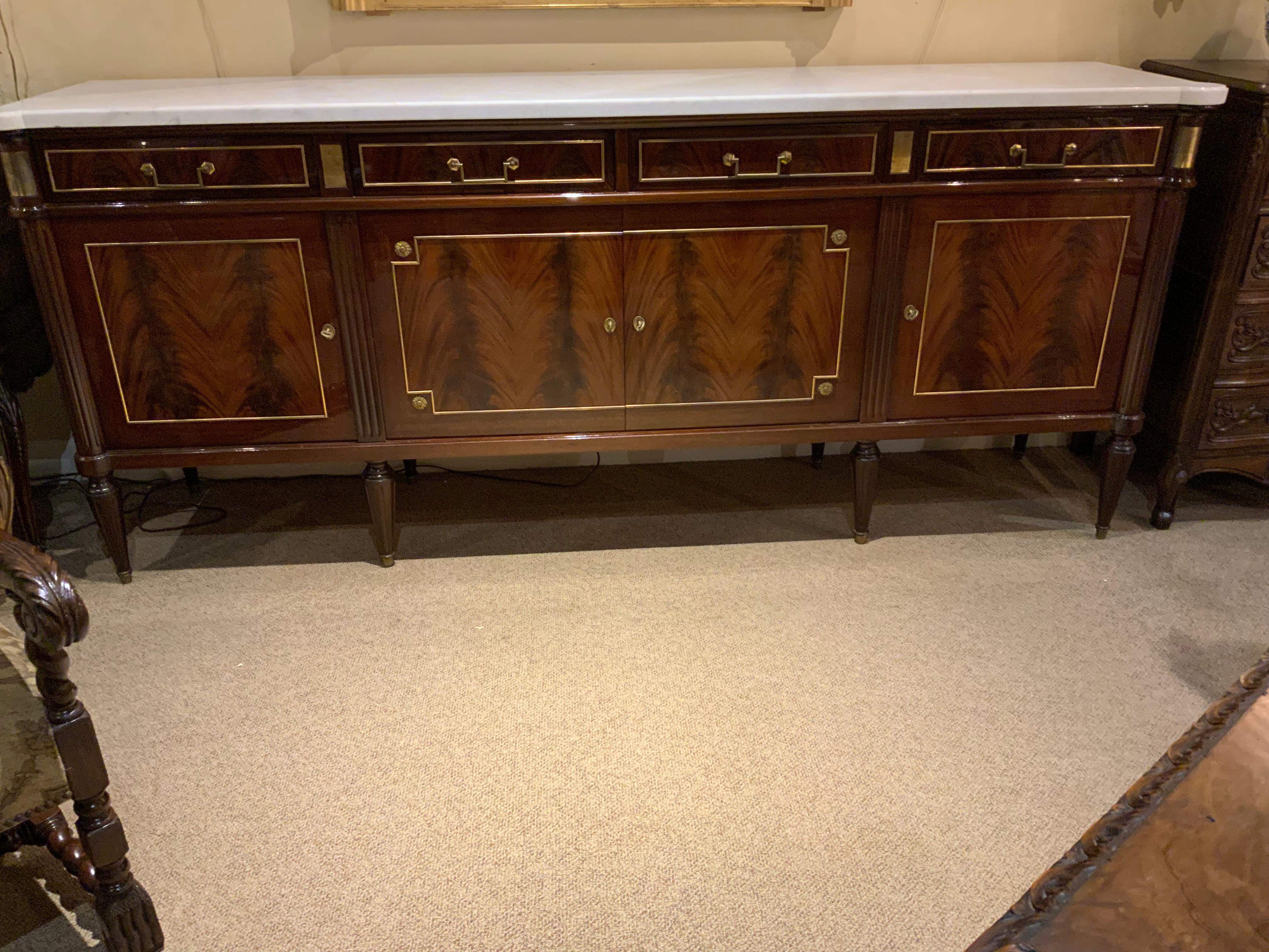 20th Century Louis XVI -Style buffet/sideboard mahogany with white marble top