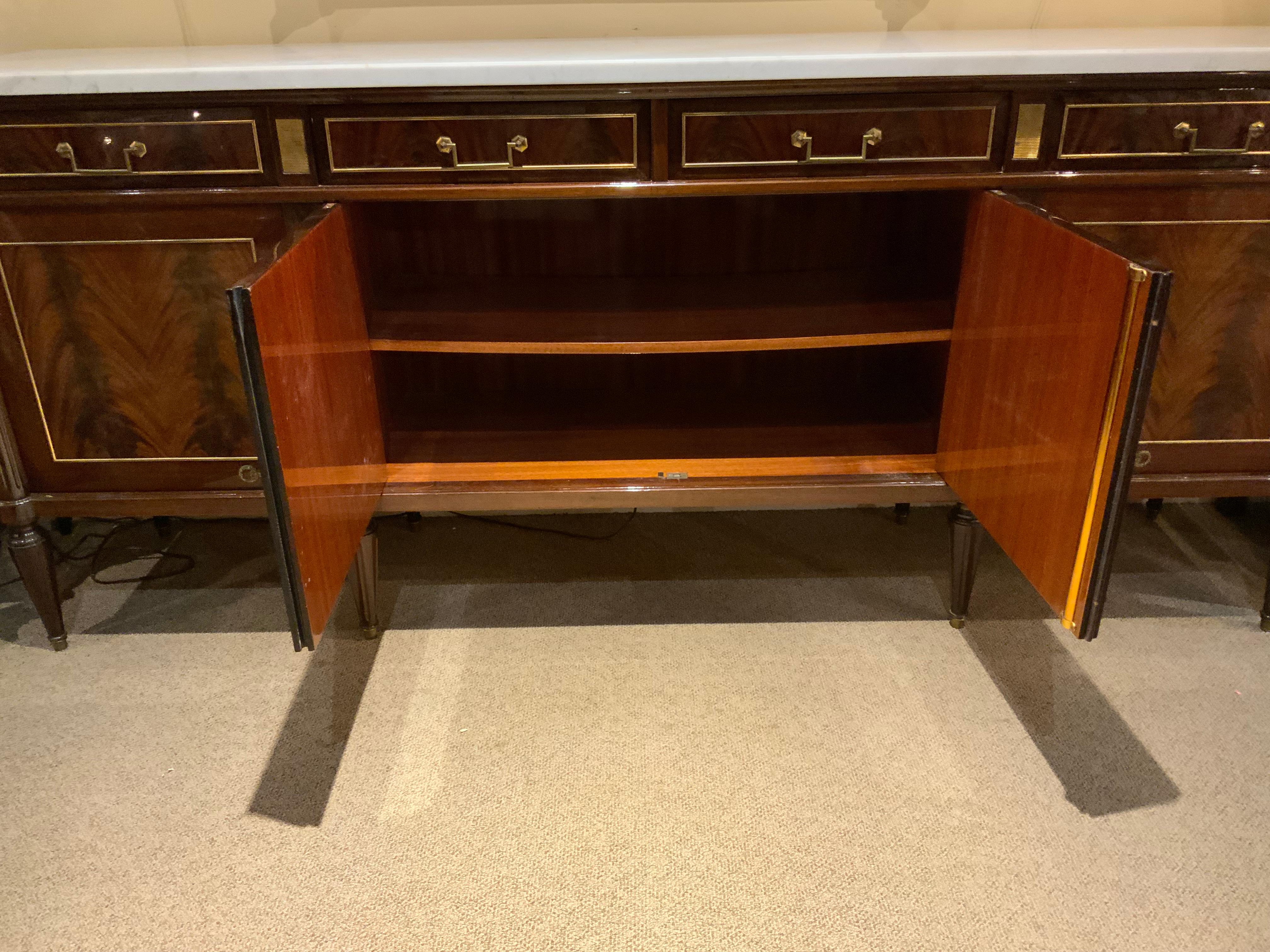 Louis XVI -Style buffet/sideboard mahogany with white marble top 2