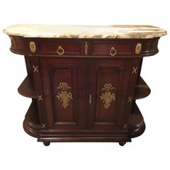Louis XVI Style Buffet with Gilt Bronze Mounts, Demilune Shape with Marble Top