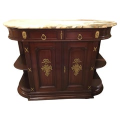 Louis XVI Style Buffet with Gilt Bronze Mounts, Demilune Shape with Marble Top