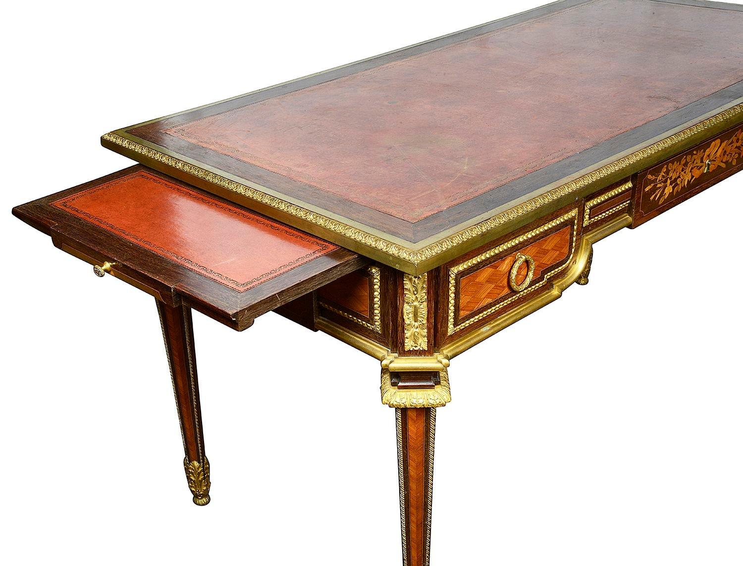 Veneer Louis XVI style Bureau plat, 19th Century For Sale